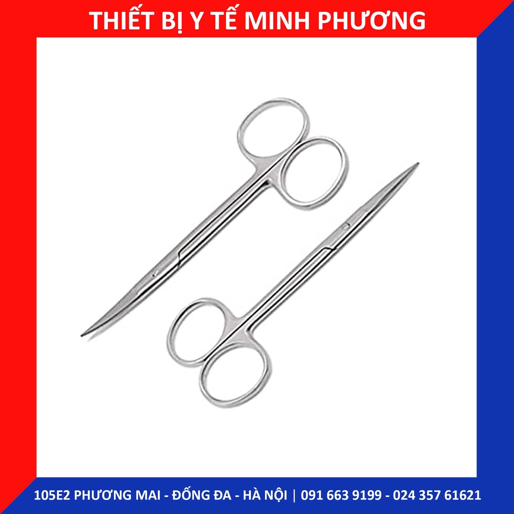 Kéo cắt chỉ y tế 12cm thẳng - cong mạ bạc CN Đức