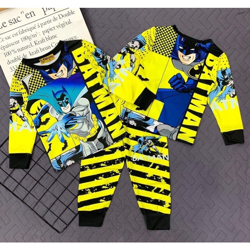 Bộ dài tay thun lạnh 100% in hình hoạt hình siêu đáng yêu cho bé size đại từ 23 đến 40kg - pikakids