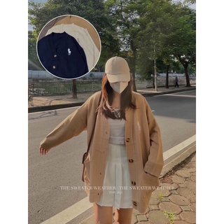 Áo khoác cardigan len trơn thêu logo