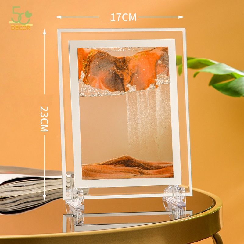 Tranh cát chảy chuyển động 3D, tranh cát lún để bàn trang trí, quà tặng, lưu niệm khung hình chữ nhật