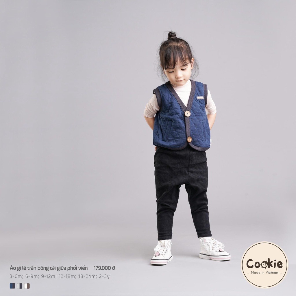 Áo khoác gile trần bông cài giữa Cookie