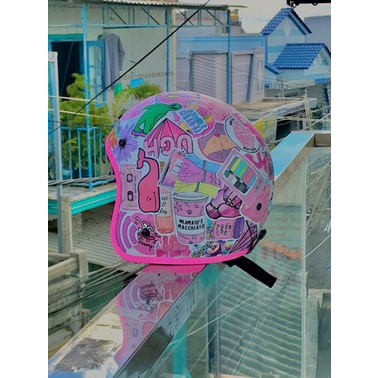 Sticker dán mũ bảo hiểm cute chống nước, dễ thương mẫu HOT nhất dán trang trí laptop, vali, xe tay ga
