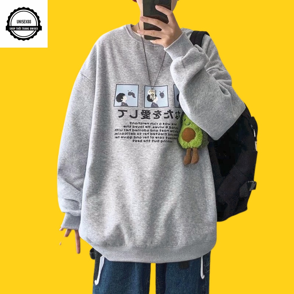 Aó Nỉ Sweater Họa Tiết Chữ Nhật Bản siêu dày.siêu ấm.