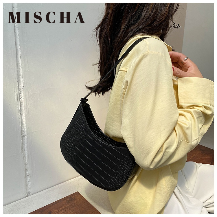 Mischa Túi Đeo Vai Bằng Da PU Màu Trơn Phong Cách Phương Tây Dễ Phối Đồ