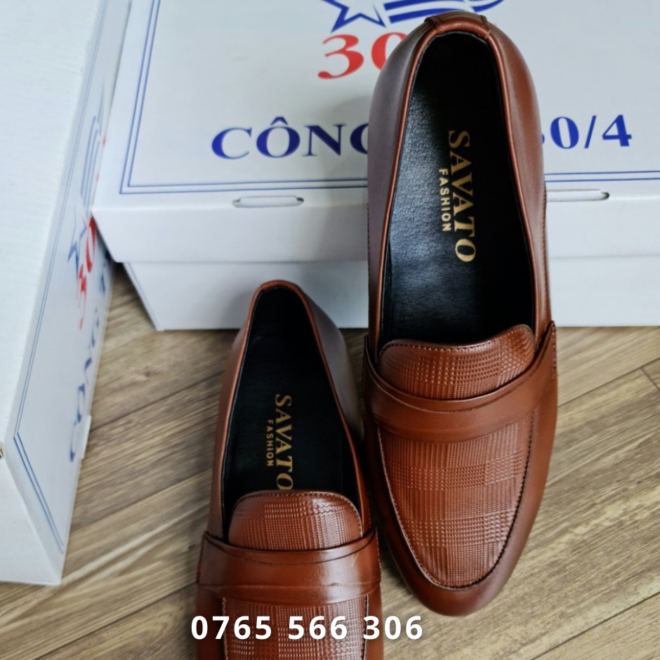 Giày lười da bò nâu 348