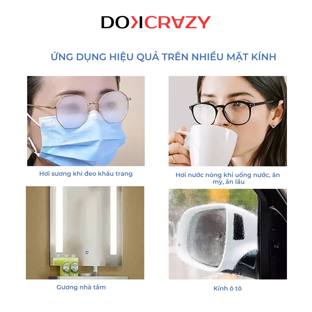 [CHÍNH HÃNG] Khăn lau kính NANO chuyên dụng DOKCRAZY chống bám hơi nước đi mưa, đeo khẩu trang