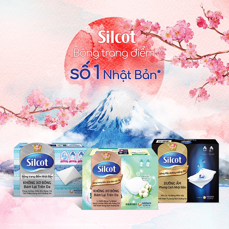 Combo 2 Hộp Bông tẩy trang Silcot Unicharm Nhật Bản Hộp 82 miếng - Skinfa.