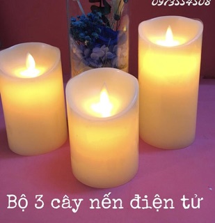 Bộ 3 nến điện tử lớn (size 10cm-12cm-15cm)