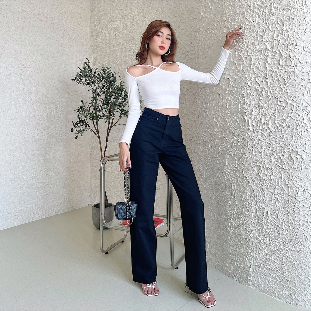 Áo croptop nữ tay dài TOPTIFY kiểu yếm hở vai dây chéo ngực High Standard Top A227 | WebRaoVat - webraovat.net.vn