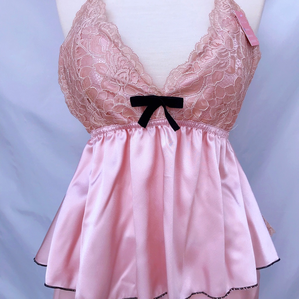 Đồ ngủ sexy,đồ ngủ 2 dây phối ren MOMISA03 chất liệu lụa thái mềm mại <58kg | BigBuy360 - bigbuy360.vn