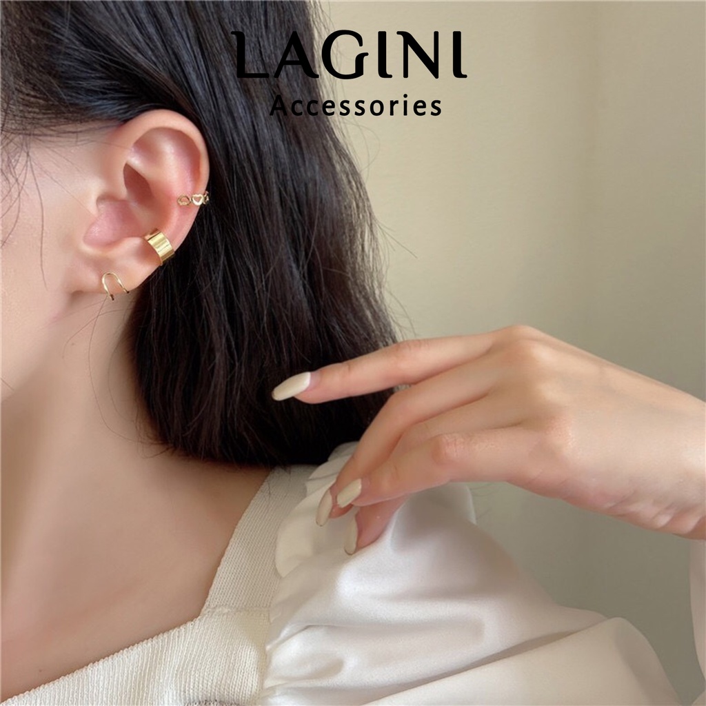 Set bộ 3 khuyên cài kẹp vành tai Lagini cá tính