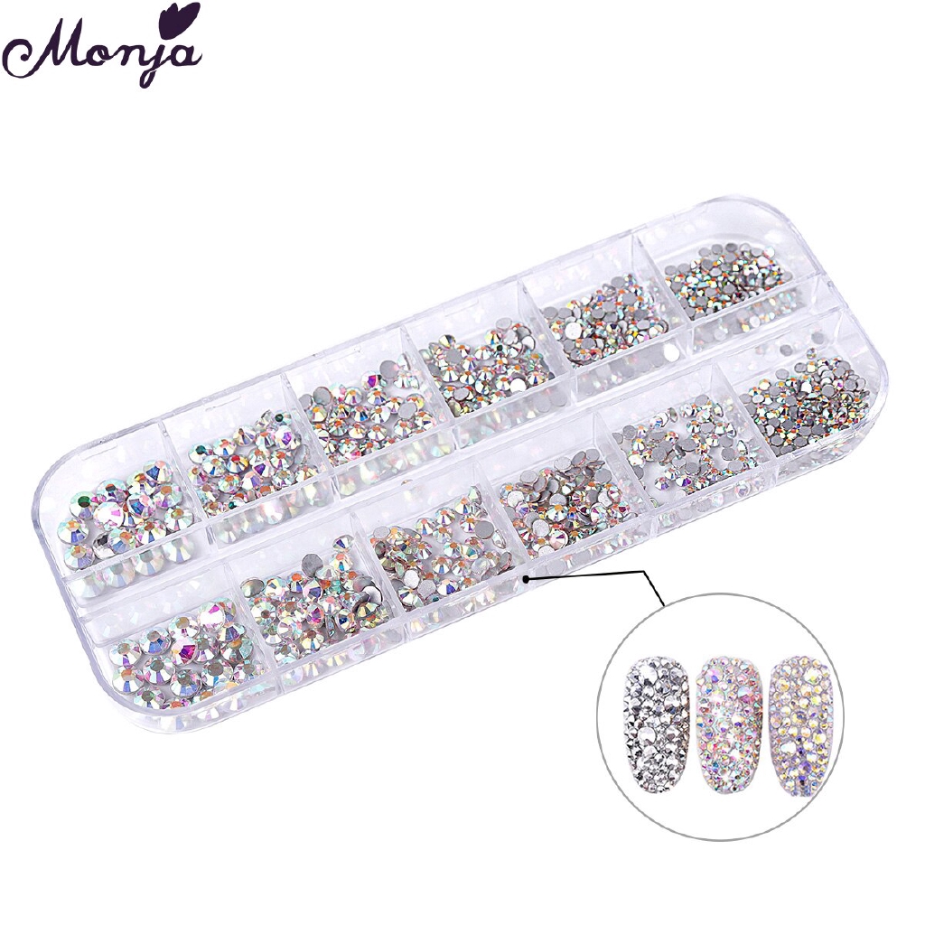 Monja Hộp 12 Ngăn Phụ Kiện Trang Trí Móng Tay 3d