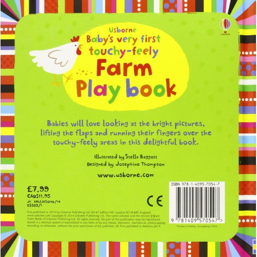 Sách Usborne tương tác sờ chạm - Baby Very First Touchy Feely Farm Play Book