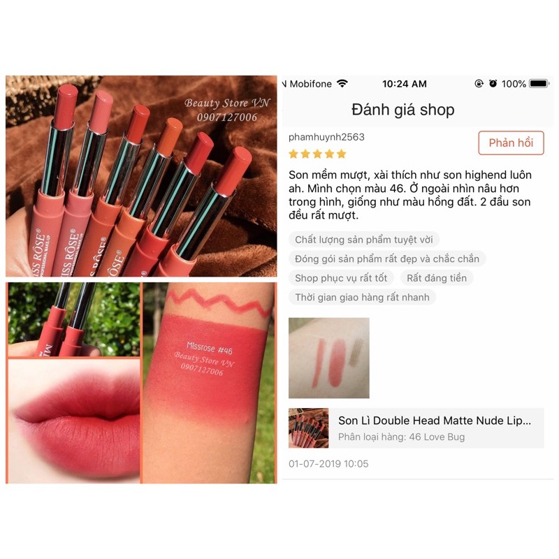 Son Lì Double Head Matte Nude Lip - 2 in 1 Lipstick + Lipliner | BigBuy360 - bigbuy360.vn