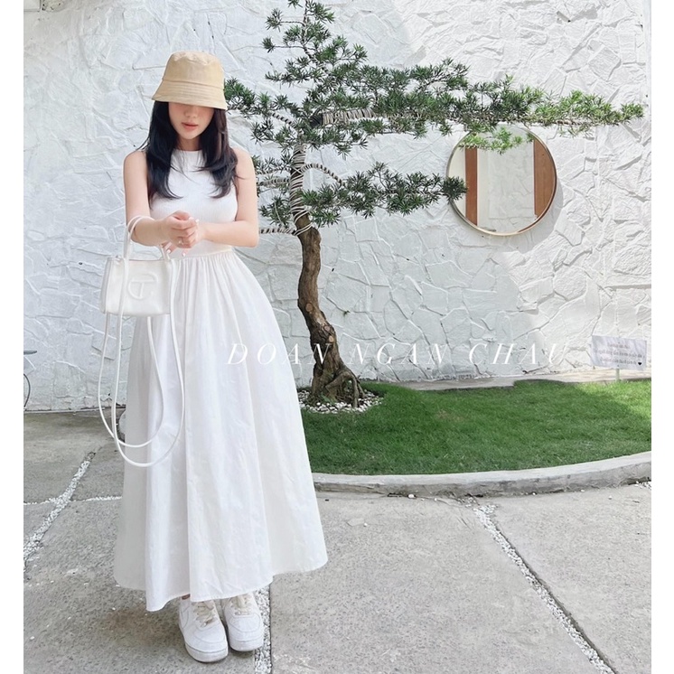Đầm Gân Kiểu Phối Kate Form Xoè Nữ Tính Chuẩn Hàng QC D98
