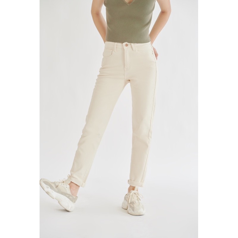 Quần boyfriend jeans LEN clothing màu kem 7344