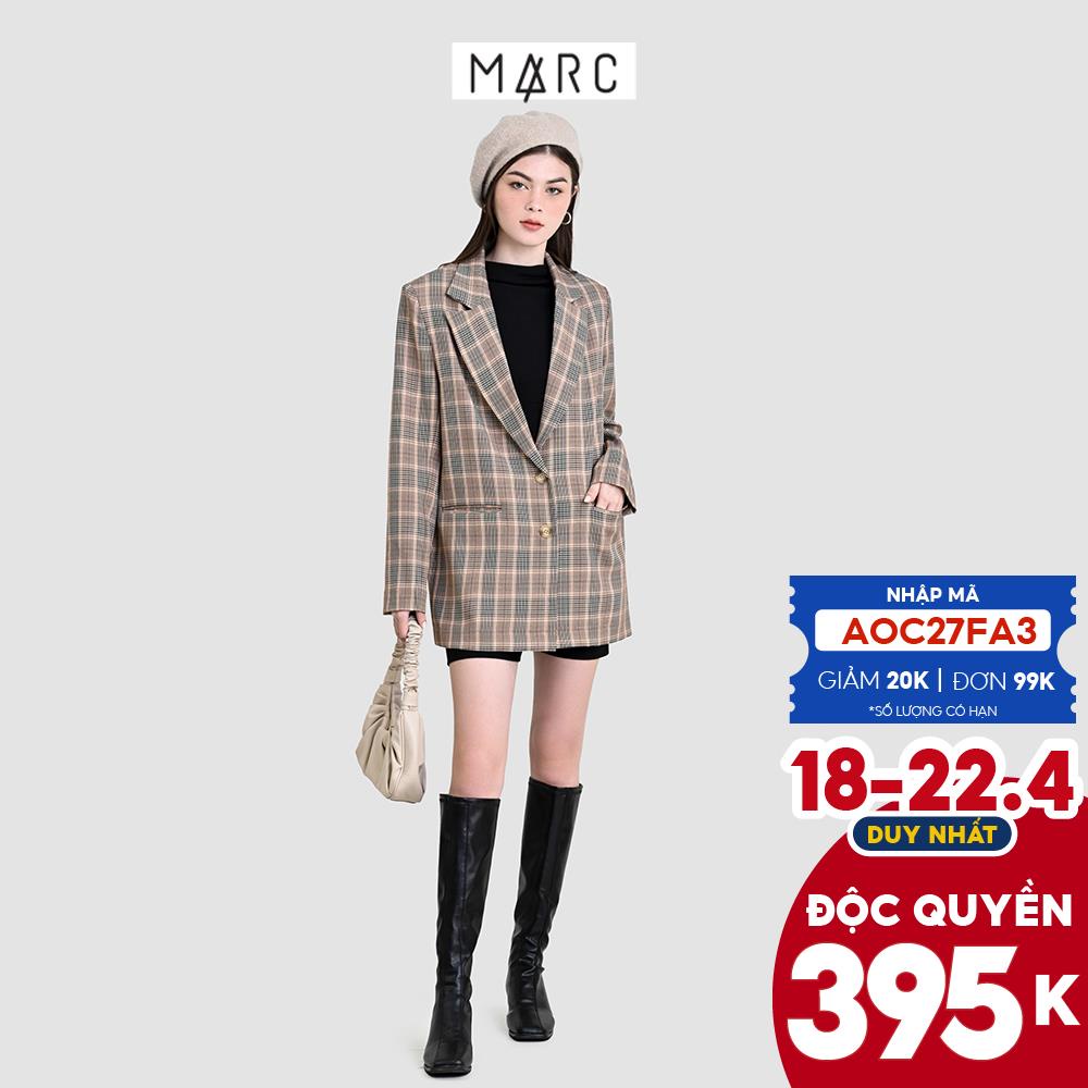 Áo khoác blazer nữ MARC FASHION oversized họa tiết ca rô FAPH1130