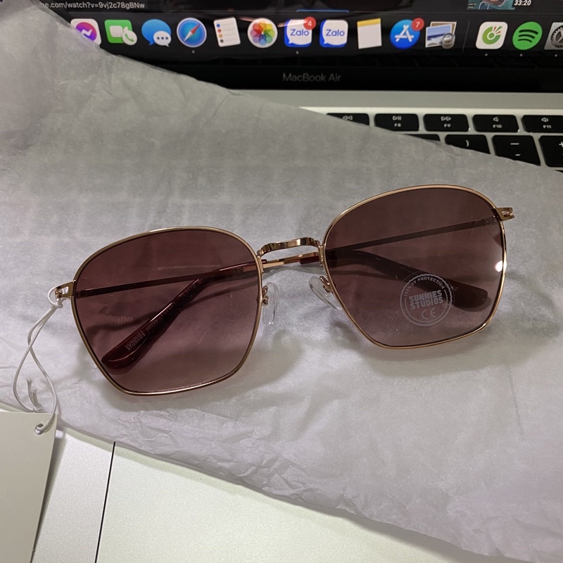 Kính mát Sunnies Studios Baxter chống UV400 gọng kim loại nhẹ thời trang nam nữ có sẵn chính hãng