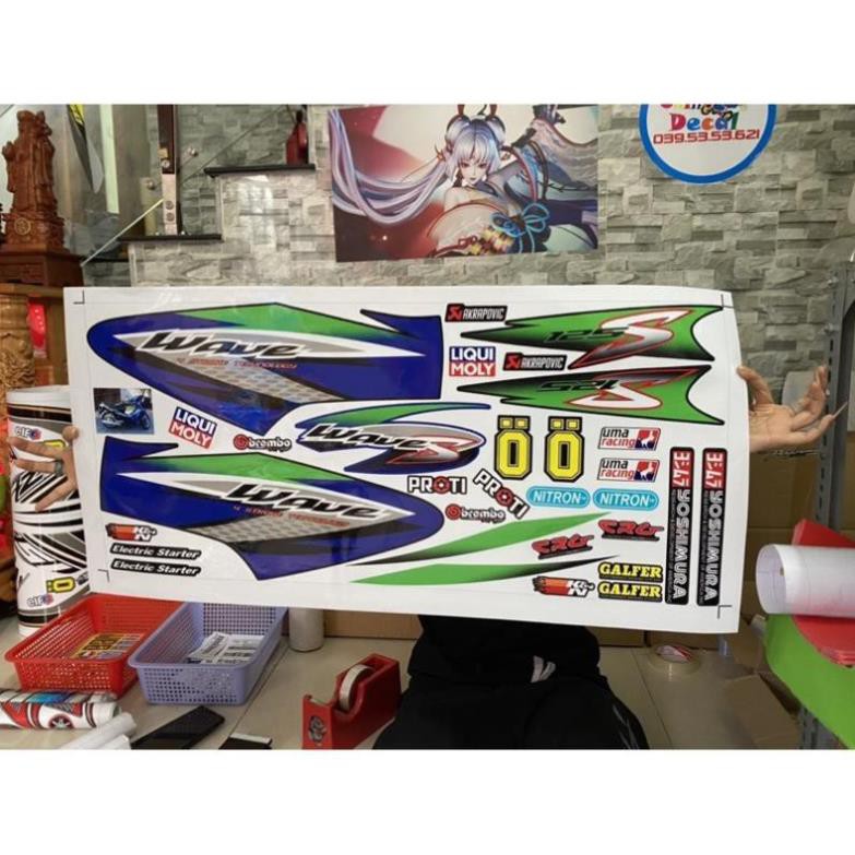 Tem rời Wave S 125 xanh đen