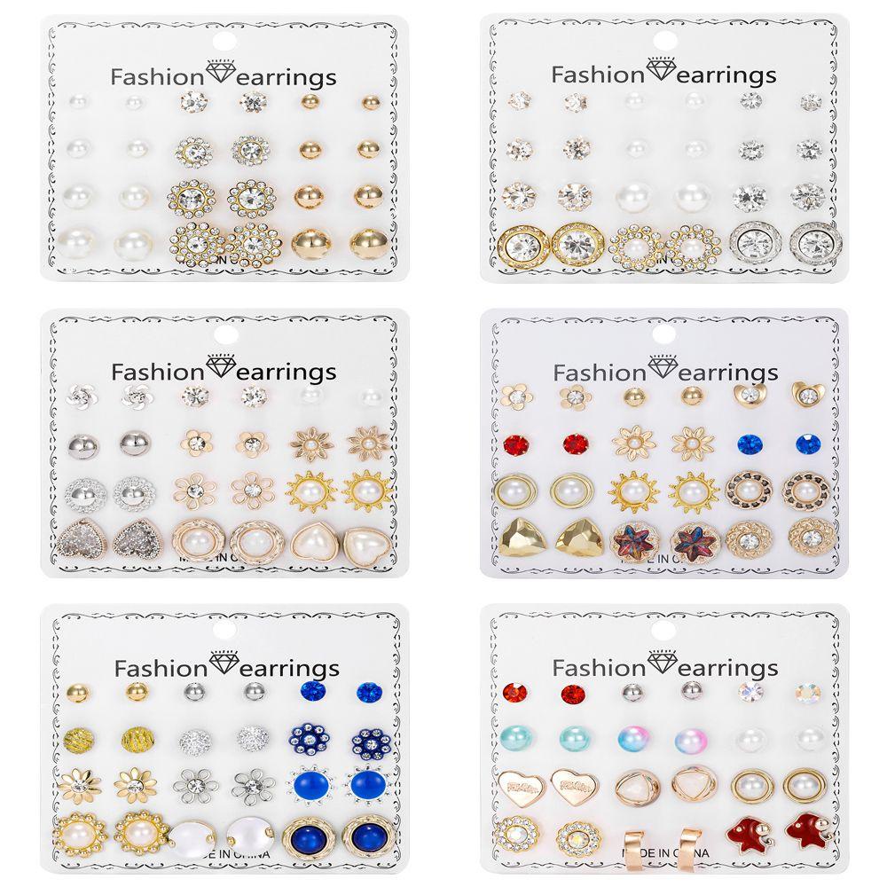 Set 12 Cặp Khuyên Tai Nhiều Kiểu Dáng Thời Trang Cho Nữ|Đơn Giản Dị Ứng Không Gây Dị Ứng