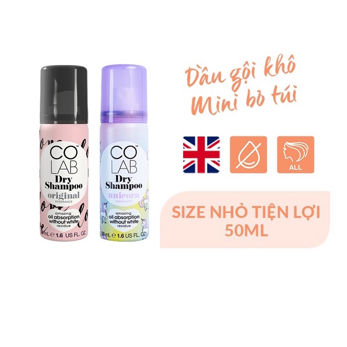 Dầu gội khô Colab Dry Shampoo  Original - Unicorn  50ml Key4