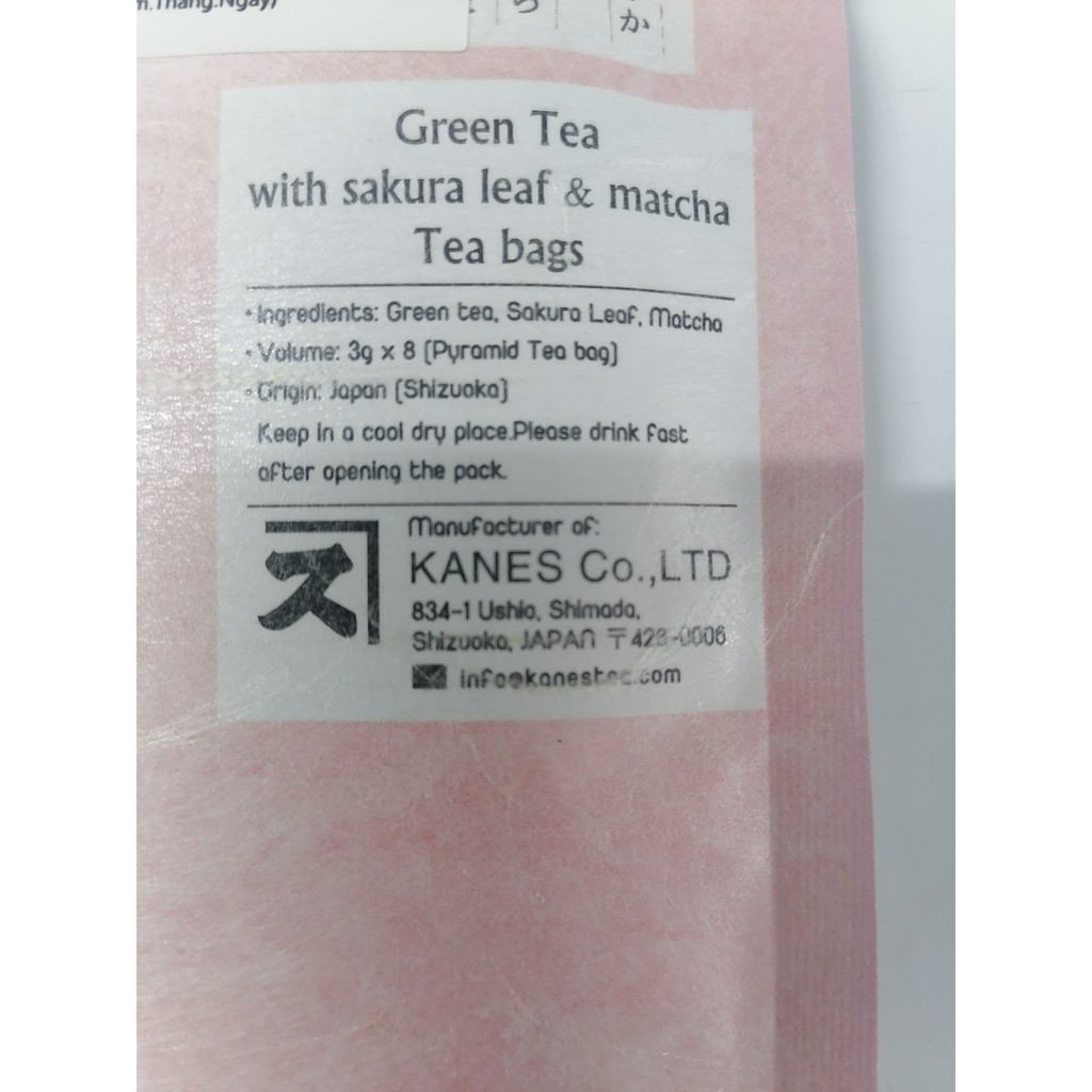 [TRÀ TÚI LỌC] Trà xanh Sakura matcha [Japan] KANES Green tea with sakura leaf & matcha 24g (3g x 8 tea bags) | BigBuy360 - bigbuy360.vn