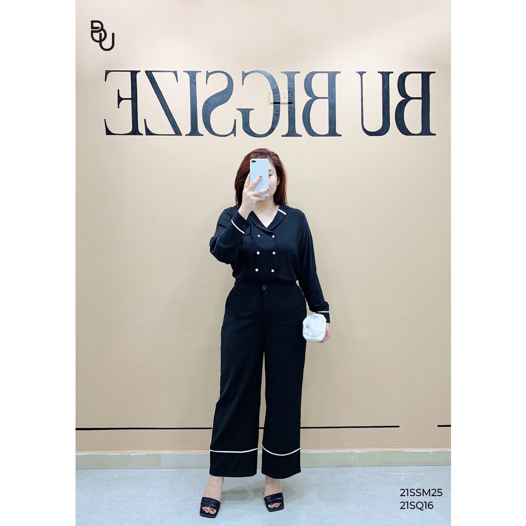 Sơ mi cổ sam cúc trắng BIGSIZE (55kg đến 95kg) - 21SSM25 - [BUstu Bigsize]