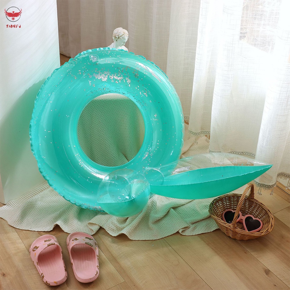 Phao Bơi Hình Tai Thỏ Bằng PVC Đính Kim Sa Lấp Lánh Dễ Thương Cho Người Lớn