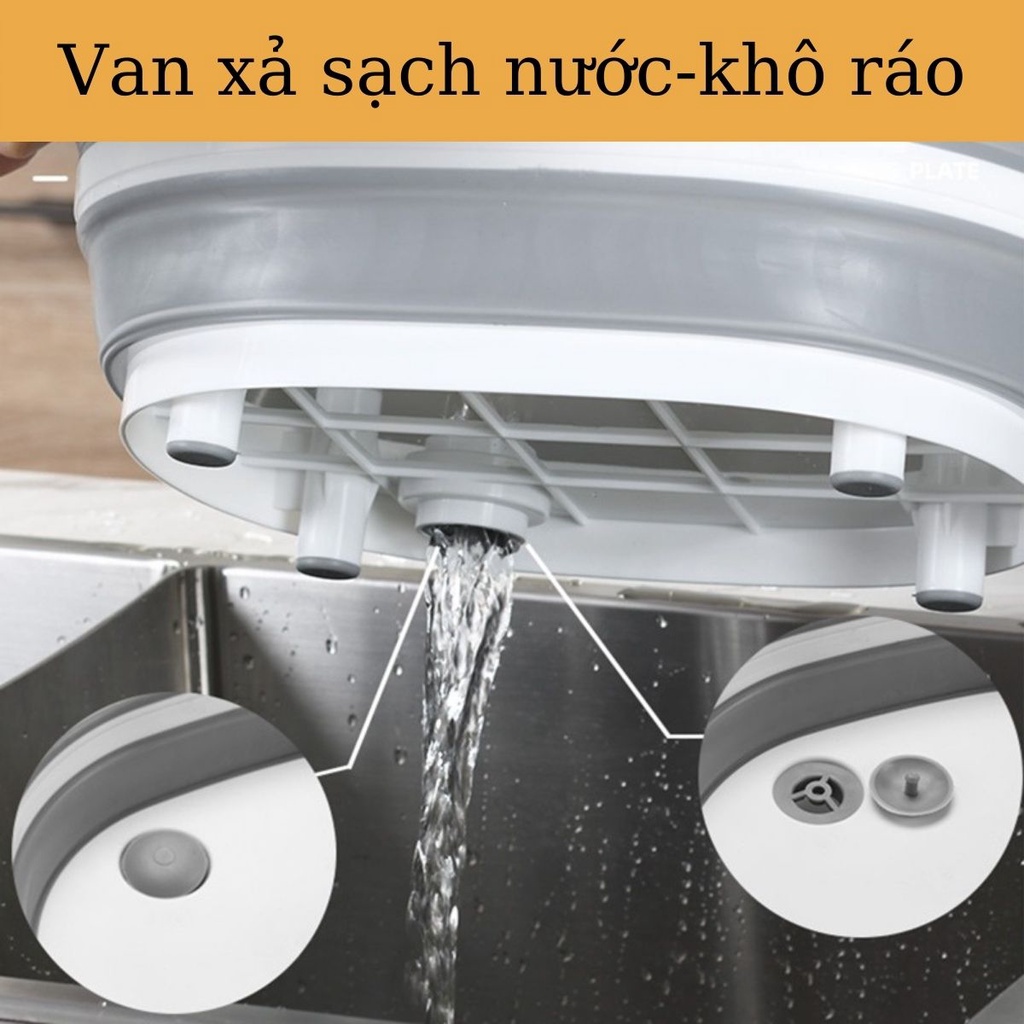 Thau Chậu Rửa Gấp Gọn Kiêm Thớt Thái Rổ Đựng Đa Năng Tiết Kiệm Diện Tích