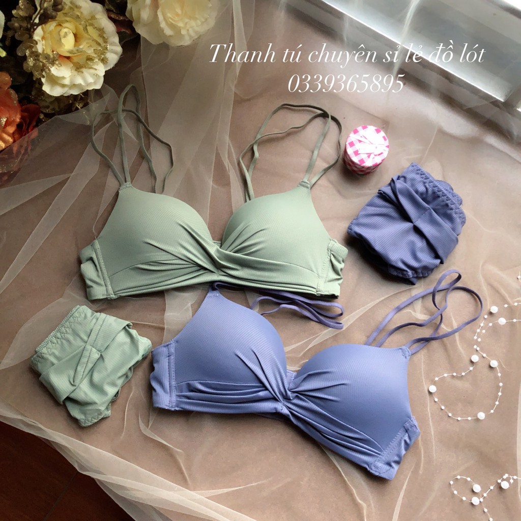 Bộ đồ lót nữ Xoắn Nơ Xinh có mút nâng nhẹ Thông Hơi | BigBuy360 - bigbuy360.vn