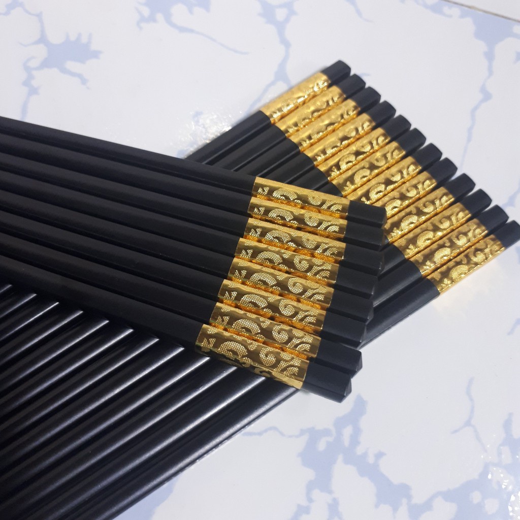 Đũa mạ vàng Nhật Bản bộ 10 đôi hiệu Kikkoman sang trọng chịu nhiệt chống mốc