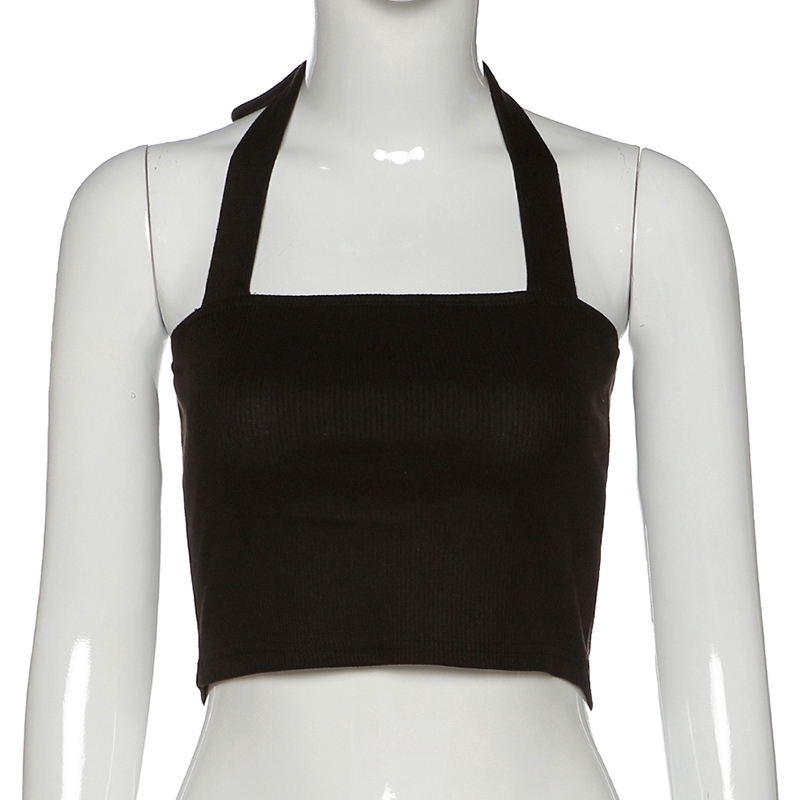 Women's New Style Strappy Hanging Neck Halter Back Slimming Bottoming Vest