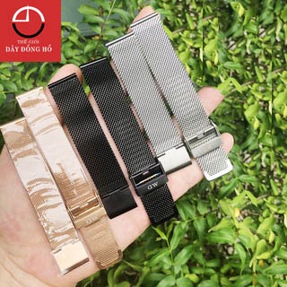 Dây đồng hồ lưới thép DW không gỉ cao cấp size 12,14,16,18,20,22mm [TẶNG CHỐT]