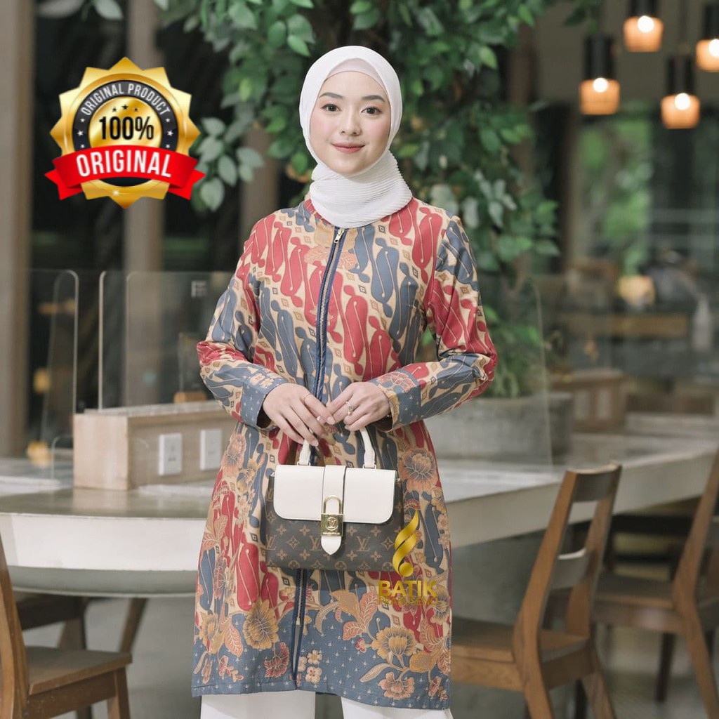 Yepti Áo sơ mi Cotton dài tay chính hãng Prabuseno trang trọng có khóa kéo phía trước cỡ lớn in họa tiết sang trọng thời trang cho nữ