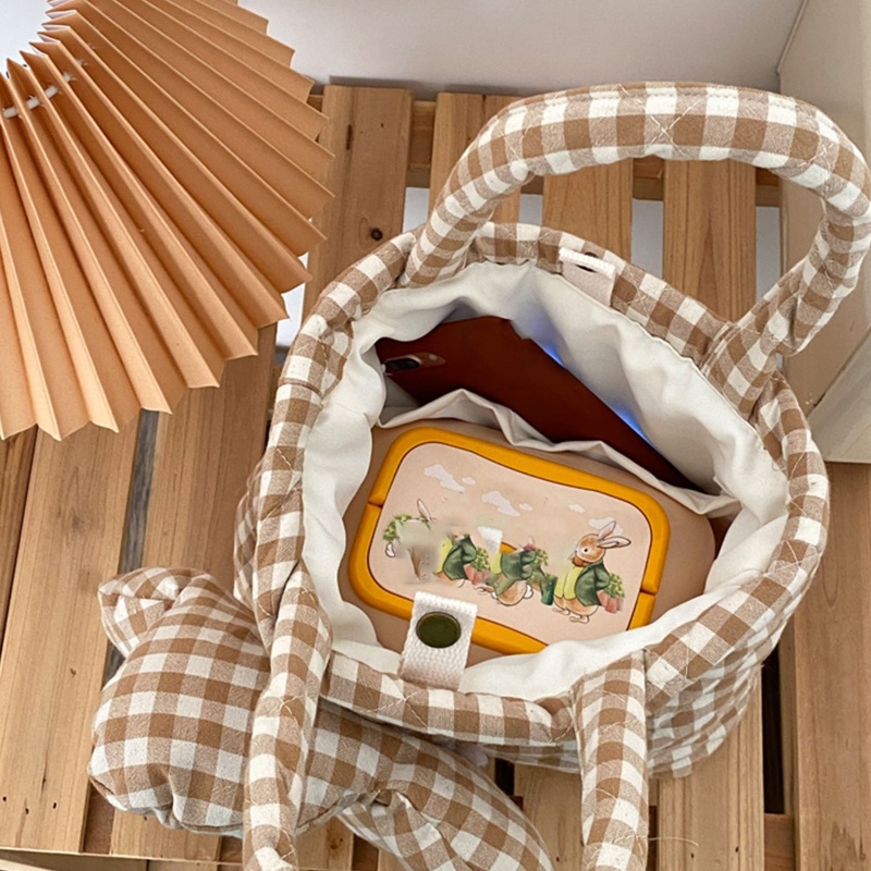 Túi Tote Đeo Vai Sức Chứa Lớn Họa Tiết Sọc Caro Thời Trang