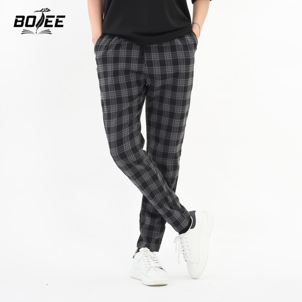 Quần pant baggy caro Basic BOTEE màu đen xanh ống suông unisex nam nữ ་