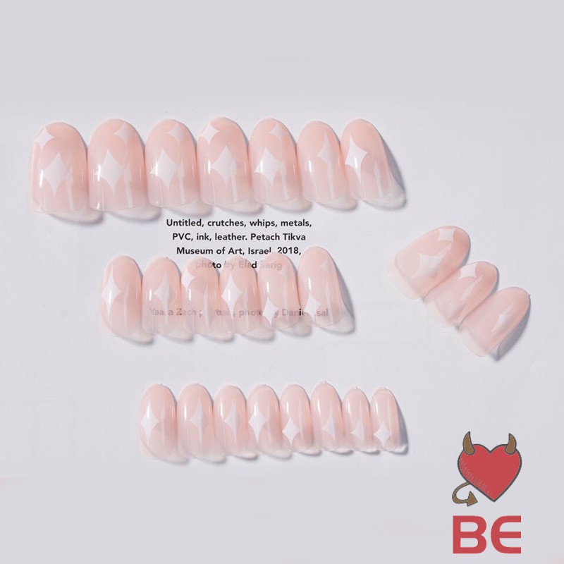 YADORNOS Móng tay giả đầu tròn họa tiết ngôi sao chống thấm nước đẹp mắt