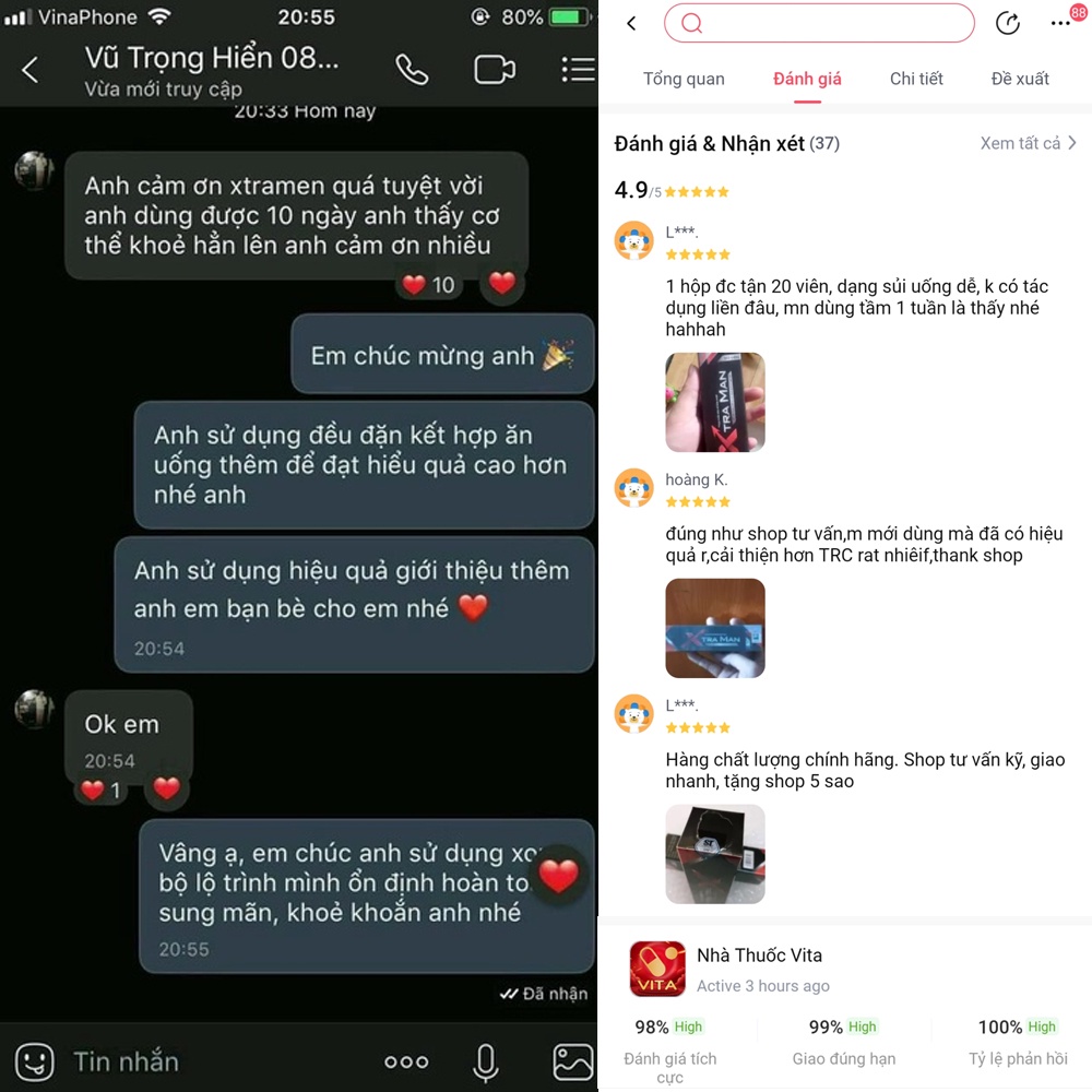 Viên Sủi Tăng Cường Sinh Lý XTRA MAN cải thiện xuất tinh sớm yếu sinh lý hộp 20 viên