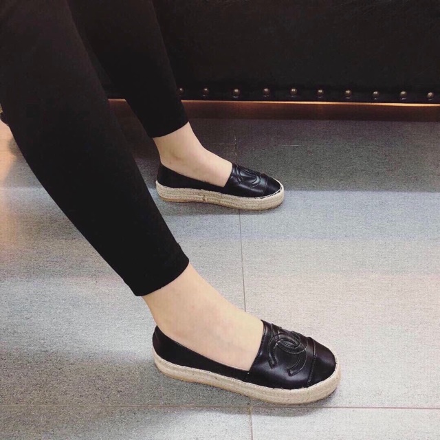 Giày lười cói đế bánh mì