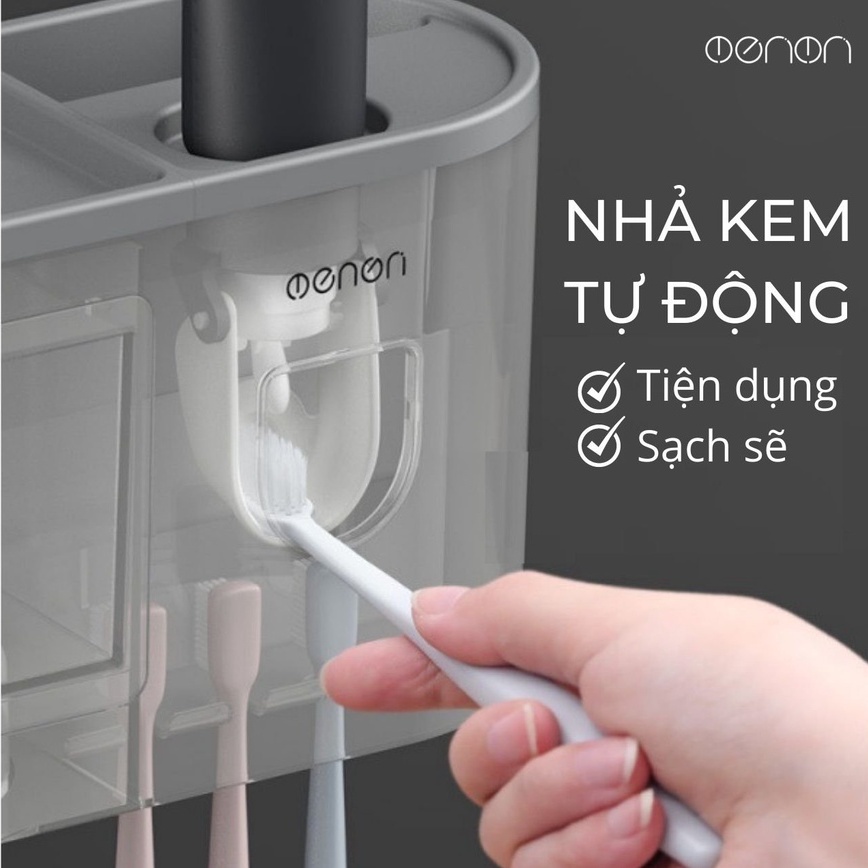 Bộ Nhả Kem Đánh Răng Thông Minh OENON Chính Hãng, Kệ Để Đồ Phòng Tắm Cao Cấp Bộ 1-3 Cốc (Tặng Kèm Miếng Dán Tường)