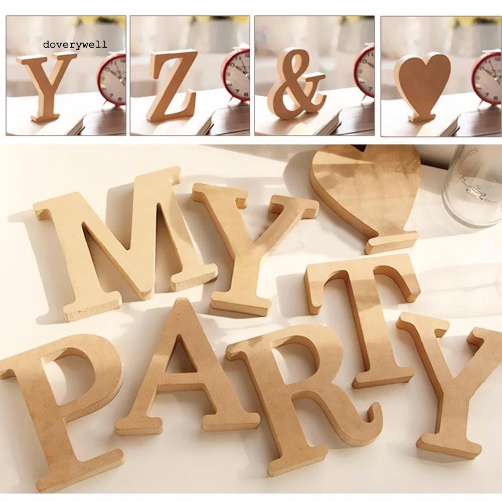 Chữ cái/trái tim/chữ &quot;&amp;&quot; bằng gỗ 10cm x 10cm x 1.5cm dùng trang trí