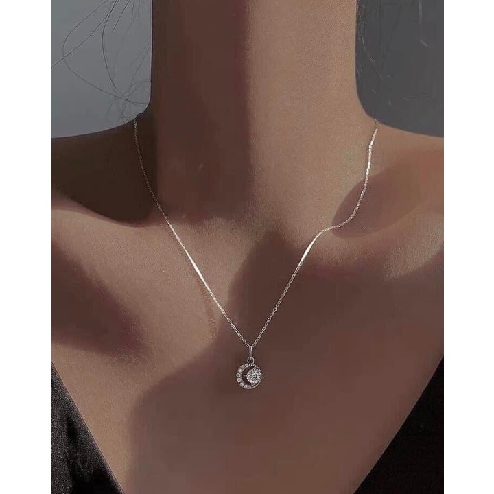 Dây chuyền bạc nữ Classic đính đá trắng chất liệu bạc 925 thời trang phụ kiện trang sức nữ TRANG SỨC BẠC XINH