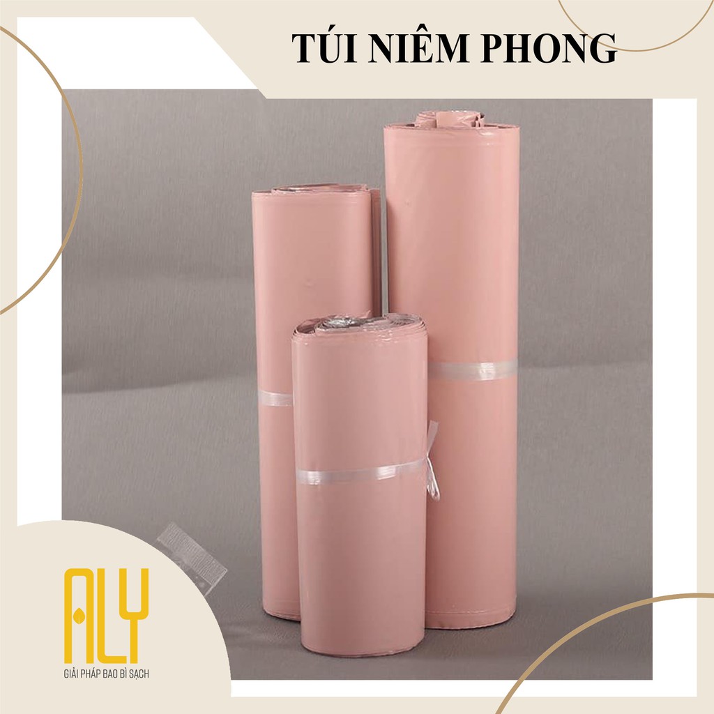 Túi đóng hàng niêm phong màu hồng đào full size túi đóng hàng tự dính loại 1 túi niêm phong pe