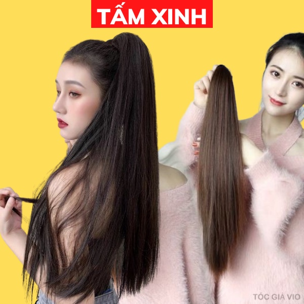 Tóc giả nữ thẳng đẹp, kiểu dáng tóc giả kẹp thời trang hàn quốc TẤM XINH - KẸP ĐUÔI THẲNG 60CM