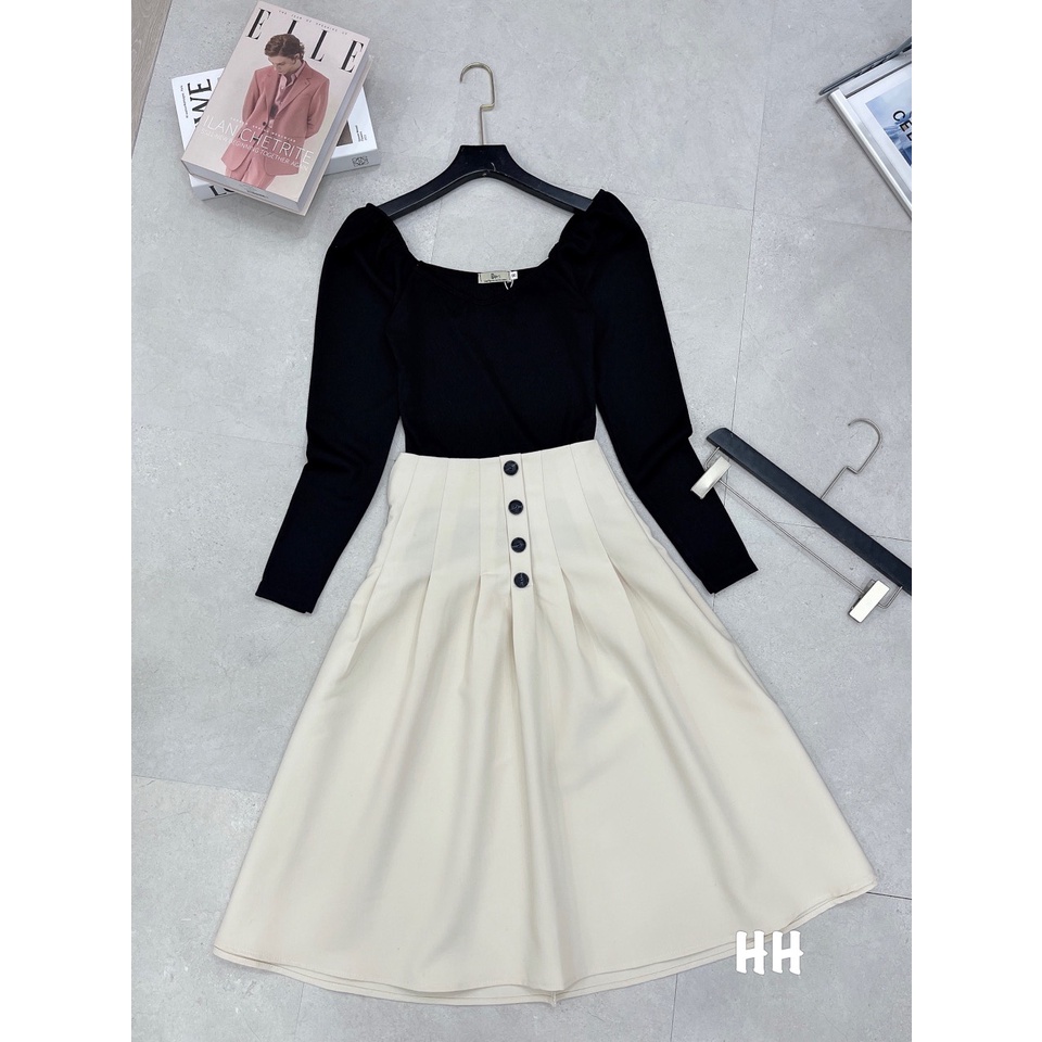 Set váy kèm áo cổ vuông