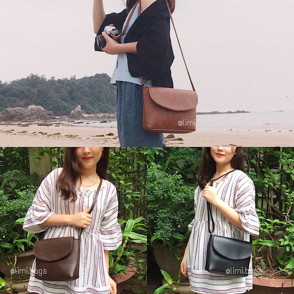 Túi da đeo chéo nữ dáng hộp thư mini đi chơi cute vintage Hàn Quốc CUL limi bags | BigBuy360 - bigbuy360.vn