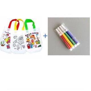 Túi canvas trắng tự tô màu graffiti cho bé