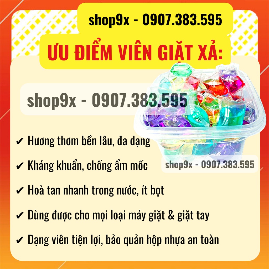 Hộp 30 Viên Giặt Xả Quần Áo 3 Trong 1 Nhiều Mùi Hương Khác Nhau