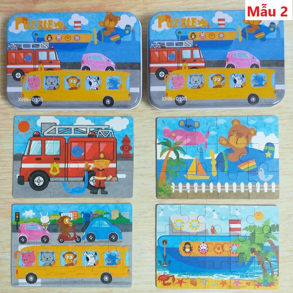 Ghép hình Puzzle hộp sắt 4 cấp độ