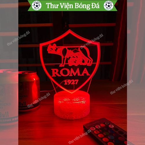 Đèn 3D As Roma, Đèn Ngủ Logo Áo As Roma Có Đế Pha Lê Kèm Điều Khiển Từ Xa – Đồ Bóng Đá